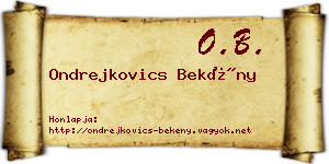 Ondrejkovics Bekény névjegykártya